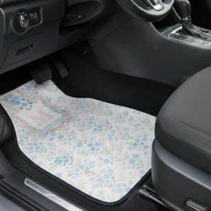 Personalized Vintage Floral Monogram Car Floor Mat