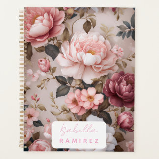 Personalized Vintage Floral Planner with Name
