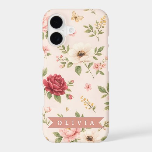Personalized Vintage Floral Romantic Name Gift iPhone 17 Case