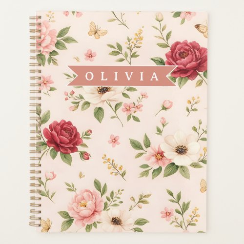 Personalized Vintage Floral Romantic Name Gift Planner