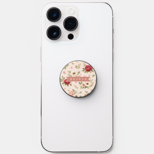 Personalized Vintage Floral Romantic Name Gift PopSocket