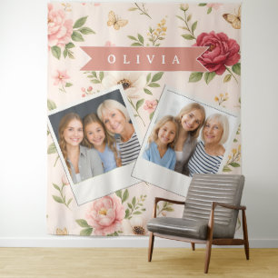 Personalized Vintage Floral Romantic Name Gift Tapestry