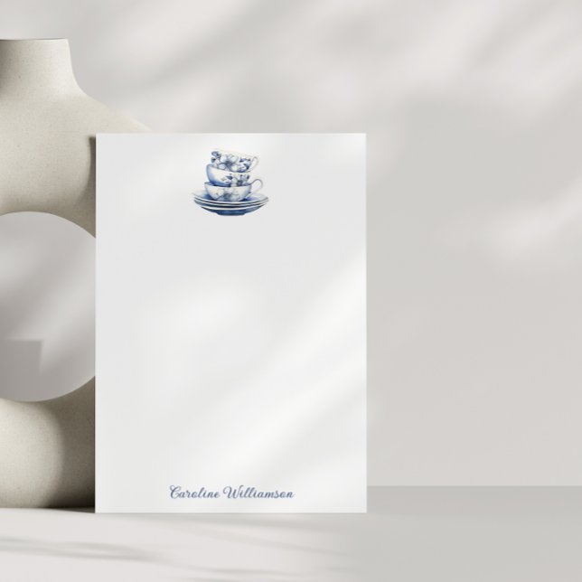 Personalized Vintage Floral Teacup Blue Watercolor Thank You Card (Creator Uploaded)