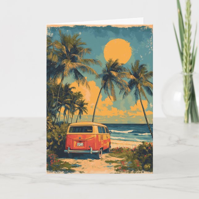 Personalized Vintage Florida Beach Holiday Card (Front)