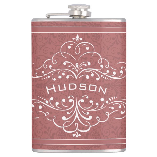 Personalized Vintage Flourish Mr. Hipster Flask (Front)