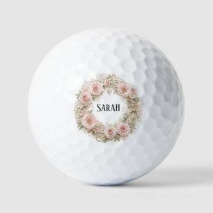 personalized vintage flower wreath golf ball 