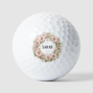 personalized vintage flower wreath golf ball