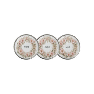 personalized vintage flower wreath golf ball marker