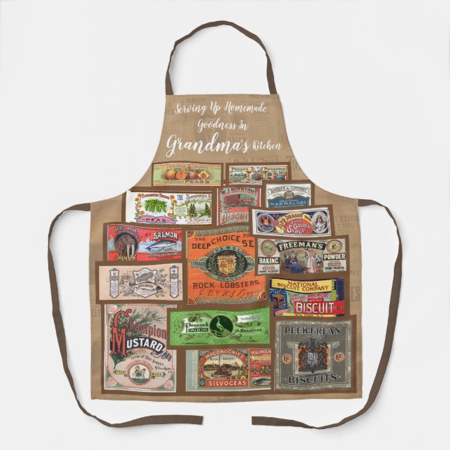 Personalized Vintage Food Labels Apron (Front)