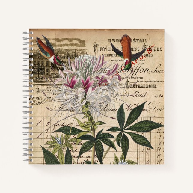 Personalized Vintage French Floral Receipt Notebook (Front)