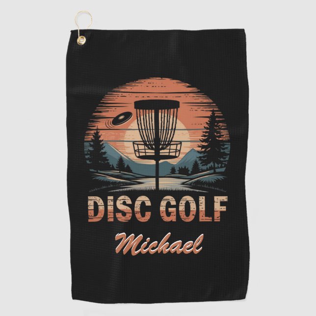 Personalized Vintage Frisbee Disc Golf Basket      Towel (Front)