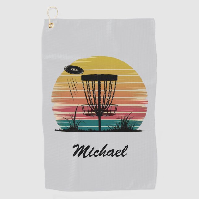 Personalized Vintage Frisbee Disc Golf Basket      Towel (Front)