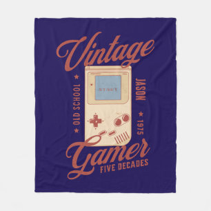 Personalized Vintage Gamer 50th Birthday Gift Fleece Blanket