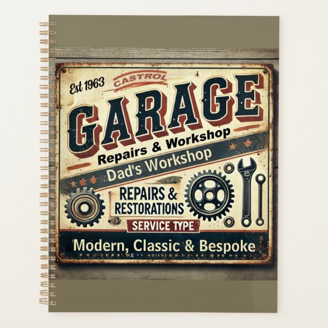  Personalized Vintage Garage Planner (Front)