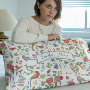Personalized Vintage Girl Aesthetic Bird Floral Pillowcase