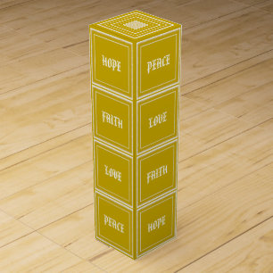 Personalized Vintage Golden Peace Love Faith Hope Wine Box