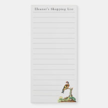 Personalized Vintage Goldfinch Shopping List