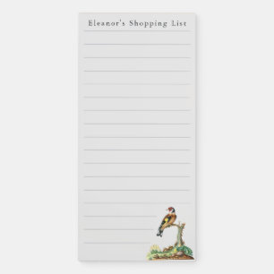 Personalized Vintage Goldfinch Shopping List Magnetic Notepad