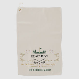 Personalized Vintage Golf Logo Name Towel
