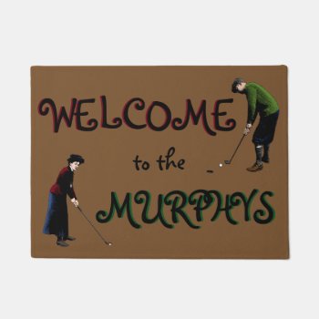 Personalized Vintage Golf Welcome Mat by judgeart at Zazzle