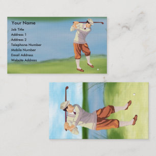 Personalized Vintage Golfer by the Riverbank Business Card