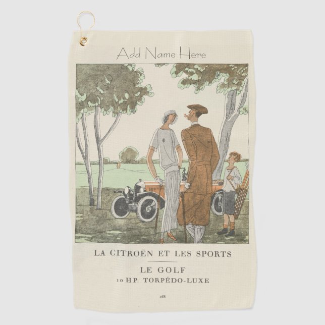 Personalized Vintage Golfers Golf Towel (Front)