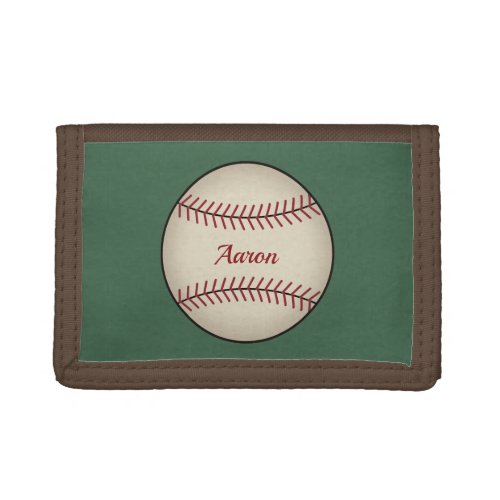 Personalized Vintage Green Baseball Wallet