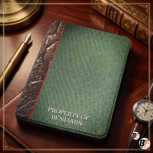 Personalized Vintage Green Library Book Kindle Cover