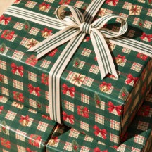 Personalized Vintage Green Plaid Christmas