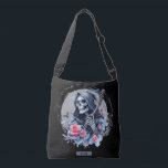Personalized Vintage Grim Reaper Floral Glitter Crossbody Bag<br><div class="desc">Personalized Vintage Grim Reaper Floral Glitter Crossbody Bag - Featuring the Grim Reaper draped in black, holding his signature scythe, and surrounded by pink roses, this design combines gothic and vintage elements with a modern flair. A silver glitter full moon shines behind the Reaper, while a lone crow flies in...</div>
