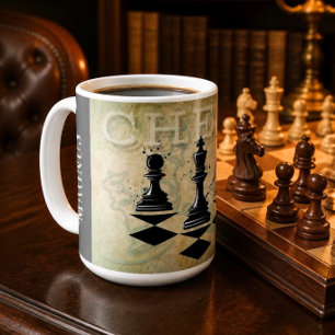 Personalized Vintage Grunge King Chess Piece Coffee Mug