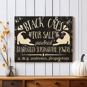Personalized Vintage Halloween Black Cat Sign
