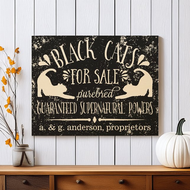 Personalized Vintage Halloween Black Cat Sign (Creator Uploaded)