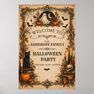 Personalized Vintage Halloween Party Welcome Poster