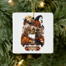 Personalized Vintage Halloween Photo Name Black Ca