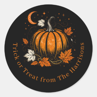 Personalized Vintage Halloween Pumpkin Sticker | C