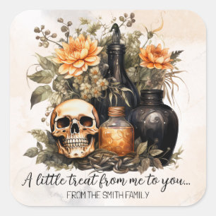 Personalized Vintage Halloween Square Sticker