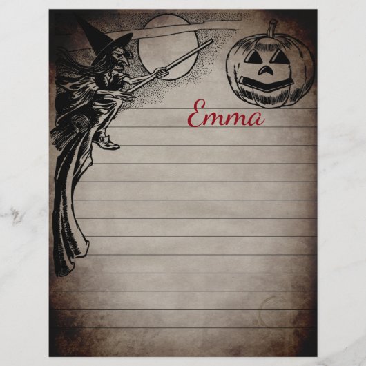 Personalized Vintage Halloween Theme Writing Paper (Front)