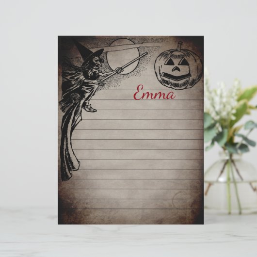 Personalized Vintage Halloween Writing Paper (Standing Front)