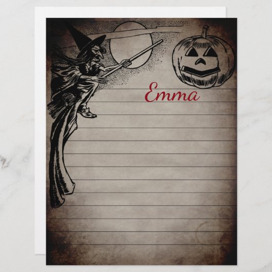 Personalized Vintage Halloween Writing Paper (Front/Back)