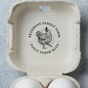 Personalized Vintage Hand-drawn Chicken Egg Rubber Stamp