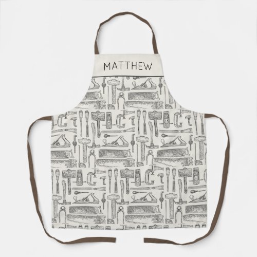Personalized Vintage hand Tools  Patterned Apron