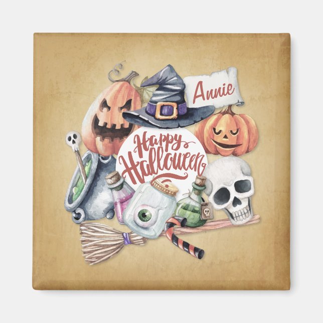 Personalized Vintage Happy Halloween | Magnet (Front)