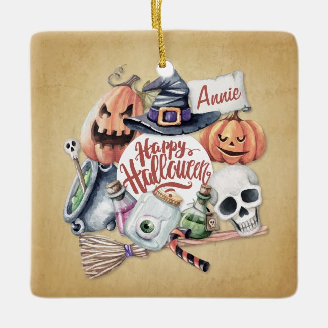 Personalized Vintage Happy Halloween | Ornament