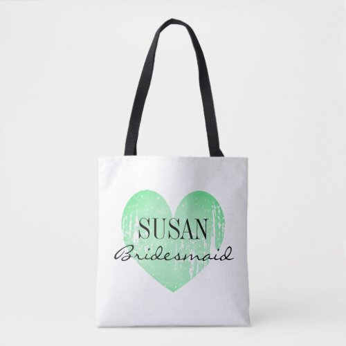 Personalized vintage heart bridesmaid tote bags