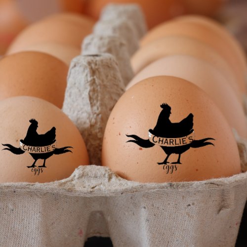 Personalized Vintage Hen Name Egg Love Rubber Stamp