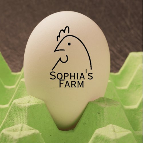 Personalized Vintage Hen Name egg Rubber Stamp