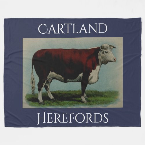 Personalized Vintage Hereford Cow Fleece Blanket