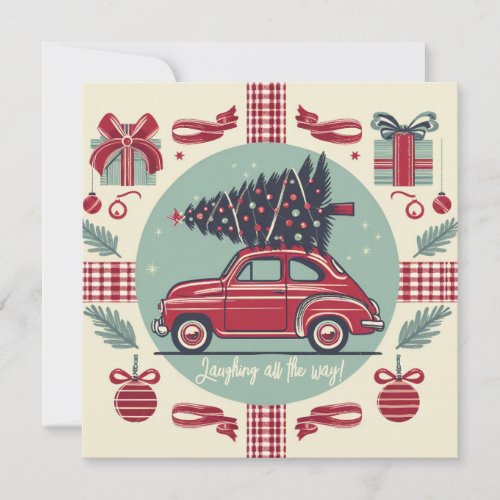 Personalized Vintage Holiday Retro Christmas Car