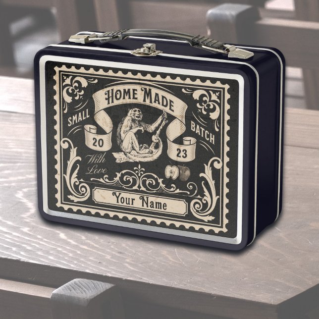 Personalized Vintage Home Made Metal Lunchbox (Custom personalized vintage lunchbox)